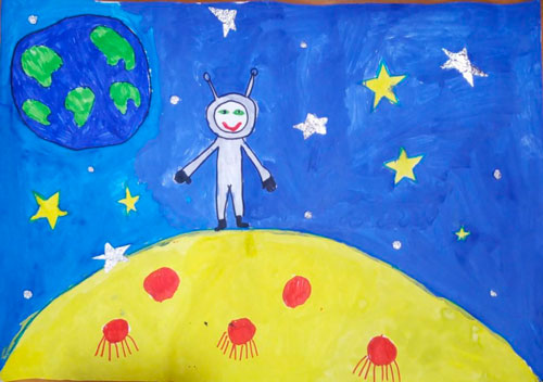 рисунок на день космонавтики для детей 2