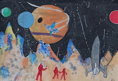 рисунок на день космонавтики для детей 5