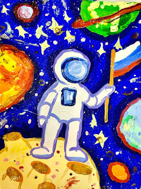 рисунок на день космонавтики для детей 6
