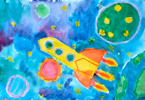 рисунки на День Космонавтики для садика 10