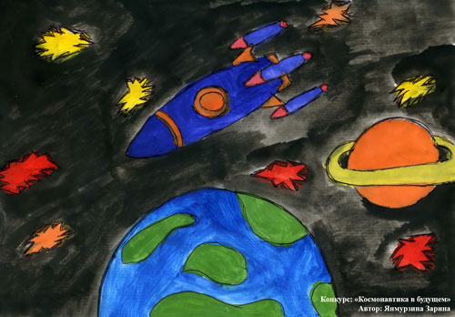 рисунки на День Космонавтики для садика 8