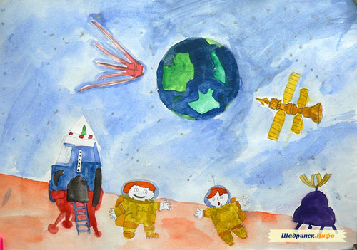 рисунки на День Космонавтики для садика 6