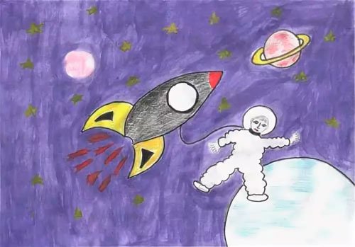рисунок к 12 апреля День Космонавтики 7