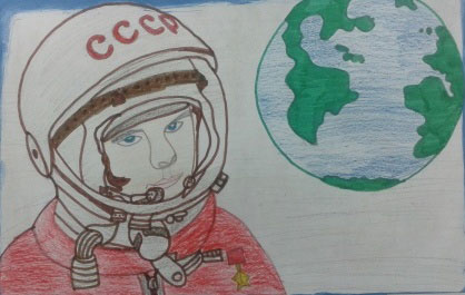 рисунок к 12 апреля День Космонавтики 6