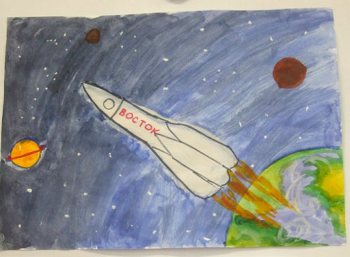 рисунок к 12 апреля День Космонавтики 5