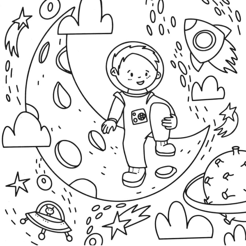 раскраска на день космонавтики для детей распечатать шаблон 5