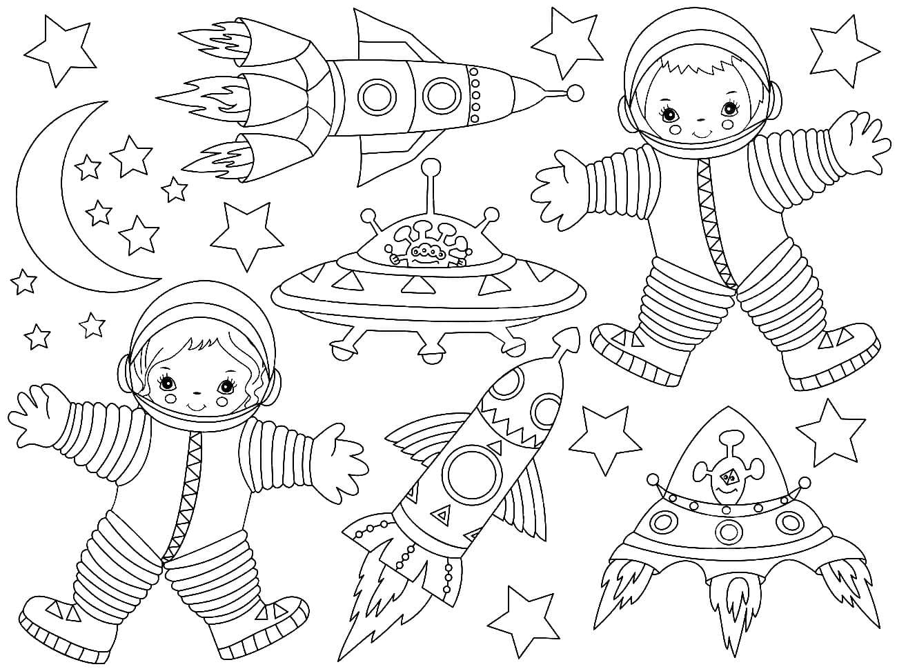 раскраска на день космонавтики для детей распечатать шаблон 8