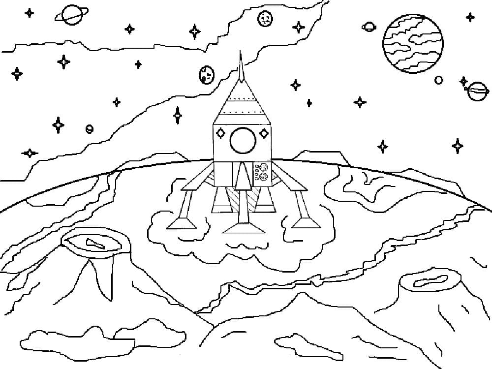 раскраска на день космонавтики в школу для детей 9