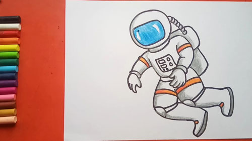 как легко нарисовать космонавта для детей карандашом 4