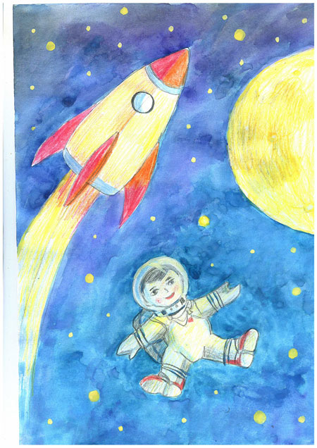 как легко нарисовать космонавта для детей карандашом 3