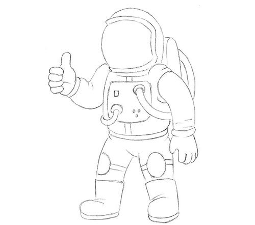 Как легко нарисовать космонавта для детей 7