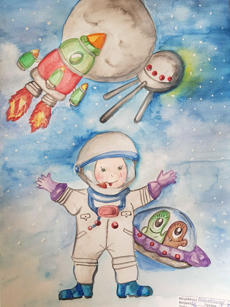 Как легко нарисовать космонавта для детей 10