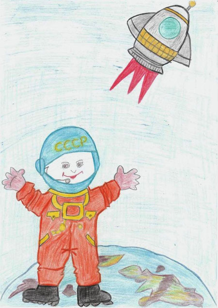 Как легко нарисовать космонавта для детей 9
