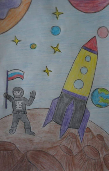 Как нарисовать космонавта для детей в школе 5