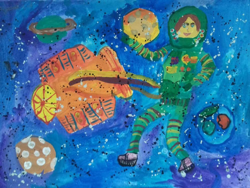 как легко нарисовать космонавта для детей красками
