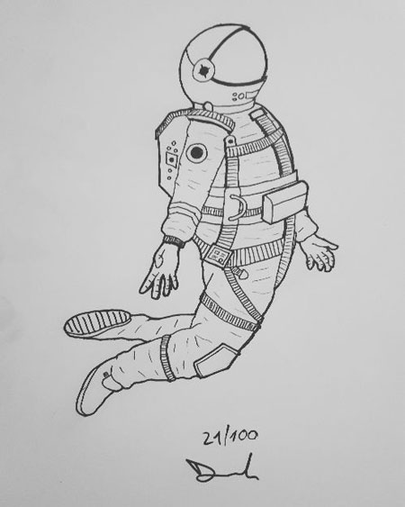 как легко нарисовать космонавта для детей карандашом 10