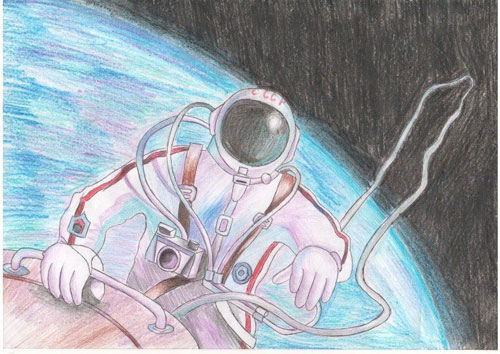 как легко нарисовать космонавта для детей карандашом 8