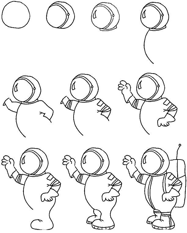 Как нарисовать космонавта для детей