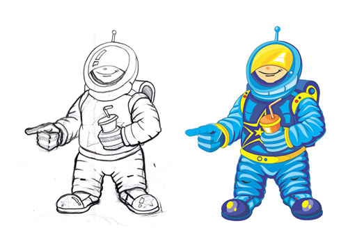 нарисовать космонавта ребенку поэтапно 5