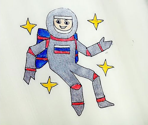 нарисовать космонавта ребенку поэтапно 9