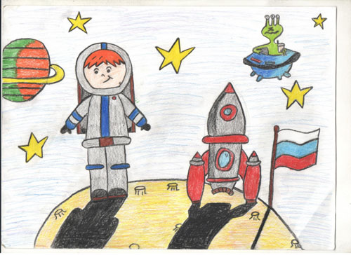 как нарисовать космонавта для детей легко