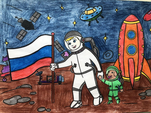 как нарисовать космонавта для детей легко 3