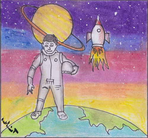 как нарисовать космонавта для детей легко 4