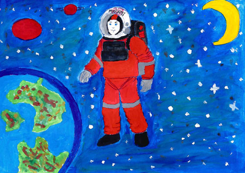 как нарисовать космонавта для детей легко 6