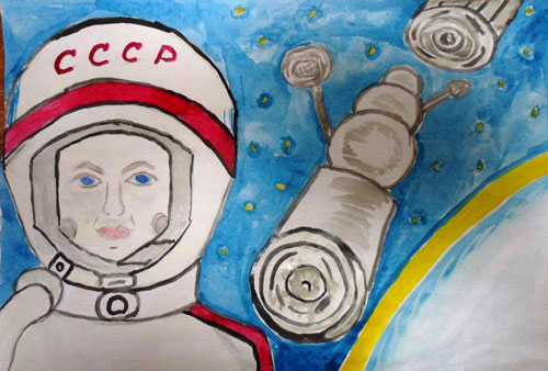 как нарисовать космонавта для детей легко 7