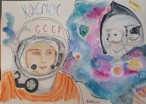 как нарисовать космонавта для детей легко 9