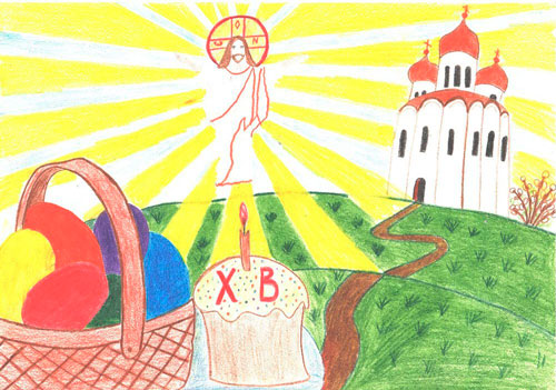 рисунок на тему Пасха для начинающих детей 3