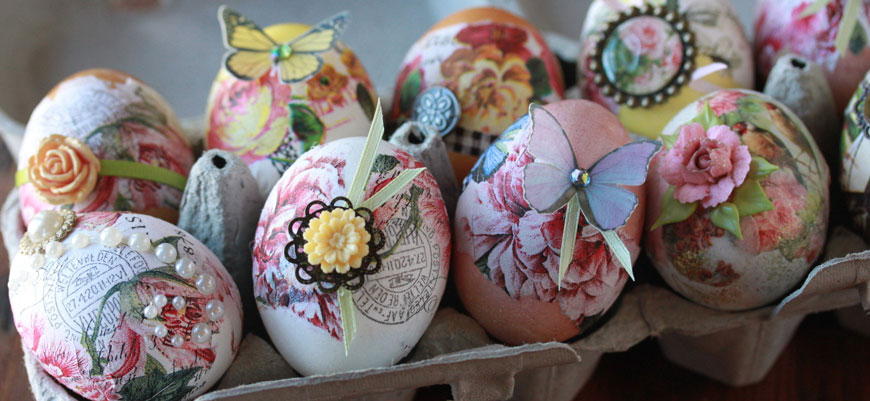 красиво украшенные яйца на Пасху