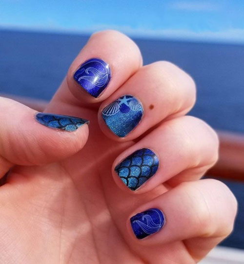 маникюр с морем на короткие ногти дизайн 18