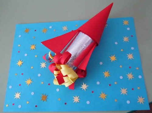 объемная ракета из бумаги своими руками для детей поэтапно 9