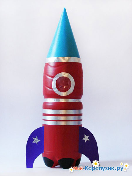 детская поделка ракета из пластиковой бутылки 6