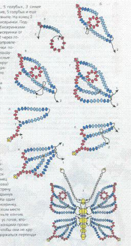плетение бисером бабочки для начинающих схемы с описанием 2