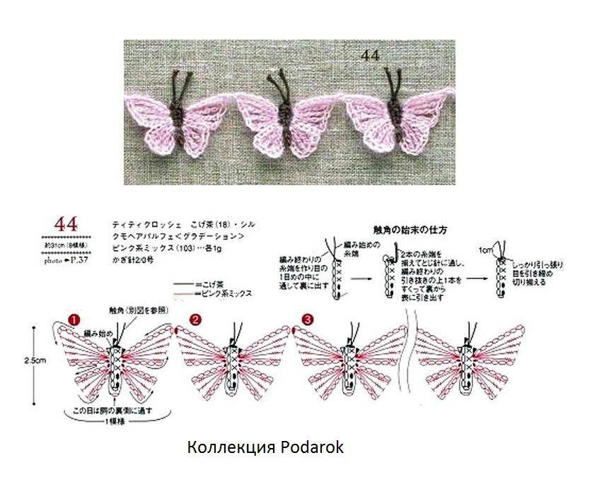 описание и схема вязания бабочки для начинающих крючком 7