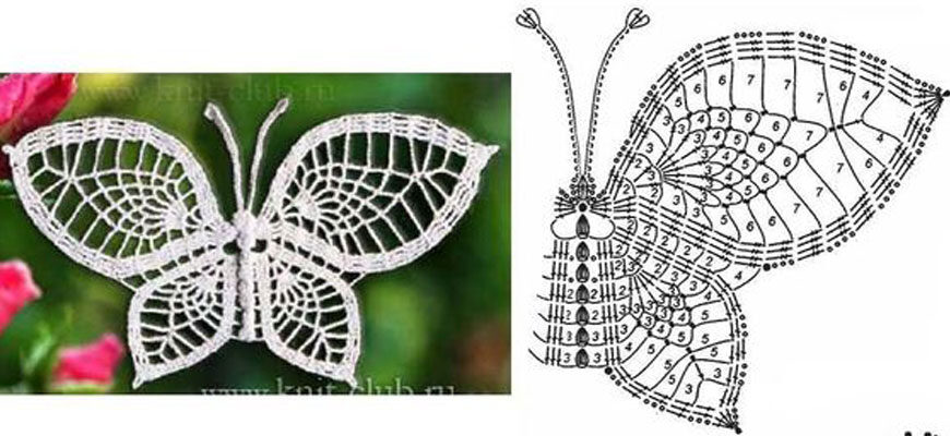 красивые описание и схема вязания бабочки с описанием