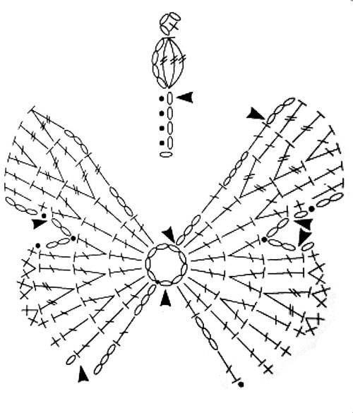 Описание и схема вязания бабочки 2