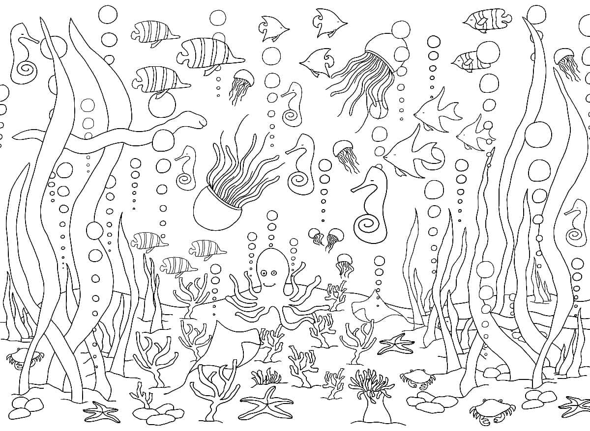 раскраски морские обитатели морей и океанов для детей распечатать 3