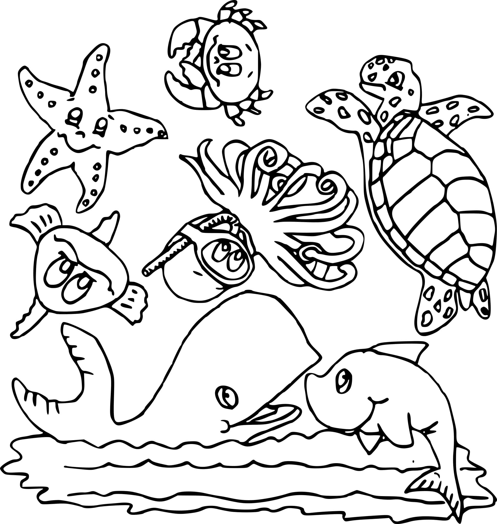 раскраски обитатели морей и океанов для детей распечатать 8
