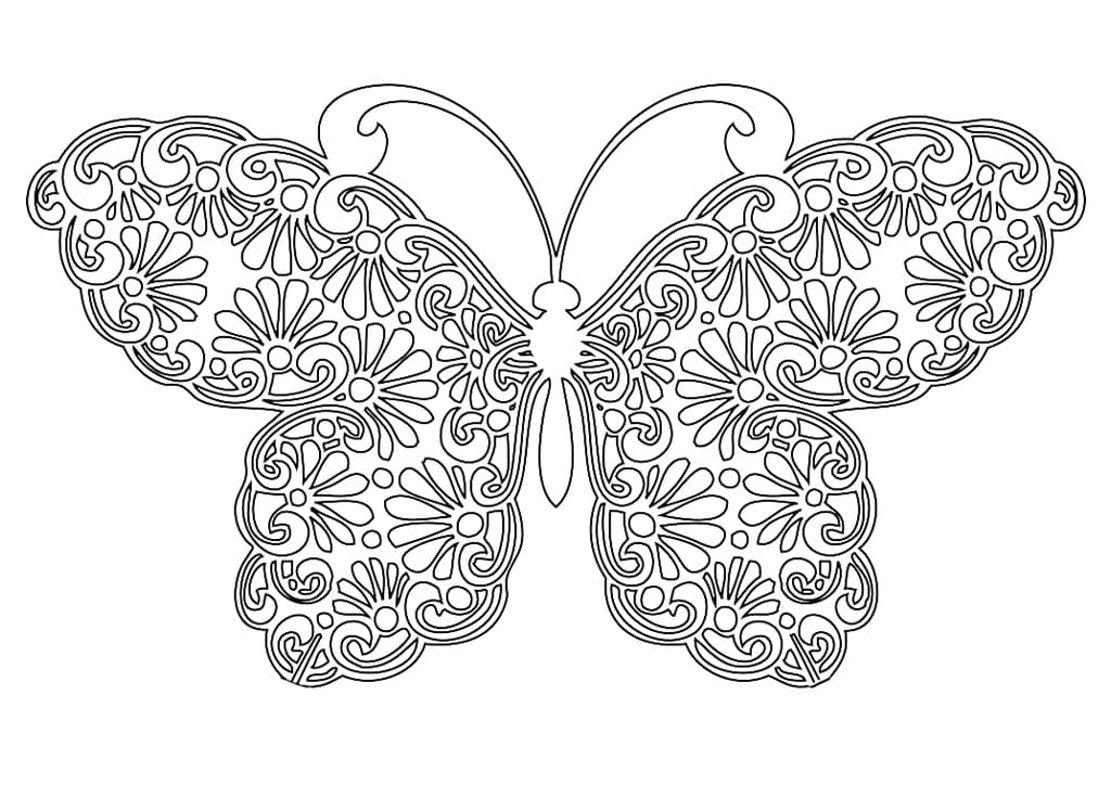 раскраски для девочек цветы и бабочки сложные 10