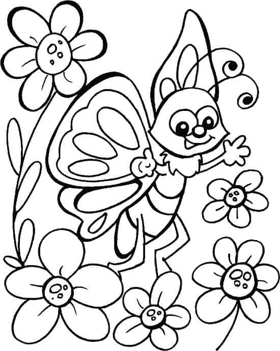 легкие раскраски для девочек цветы и бабочки 8