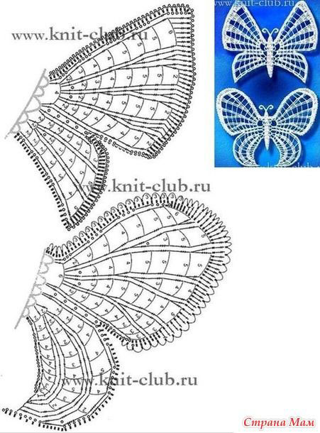 простое вязание крючком бабочки со схемами и описанием 7