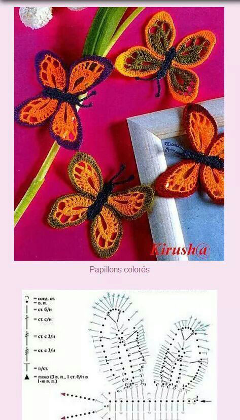 вязание крючком бабочки со схемами и описанием для женщин для начинающих 7