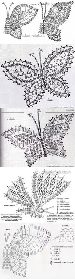 описание и схема вязания бабочки для детей крючком для начинающих