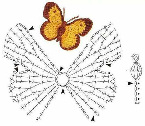 описание и схема вязания бабочки для детей крючком 8