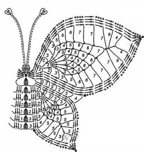 описание и схема вязания бабочки для детей крючком 7