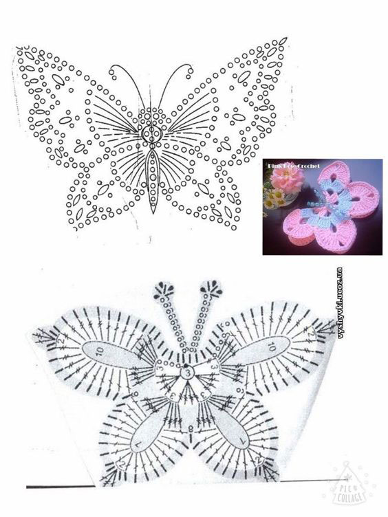 описание и схема вязания бабочки для начинающих крючком со схемами 10