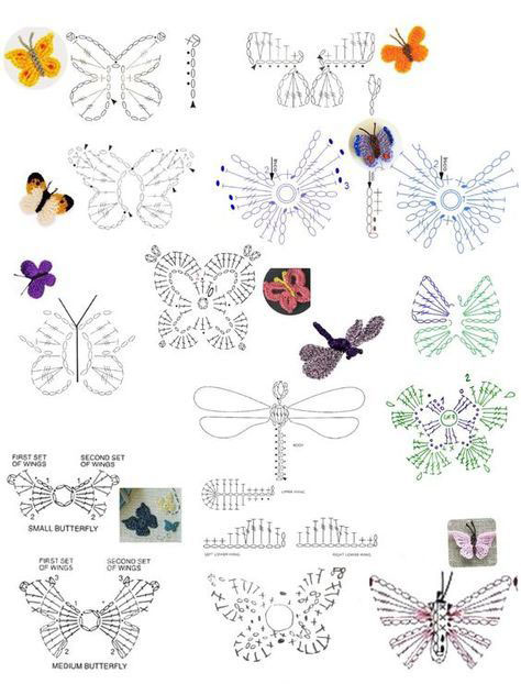 описание и схема вязания бабочки для начинающих крючком со схемами 9